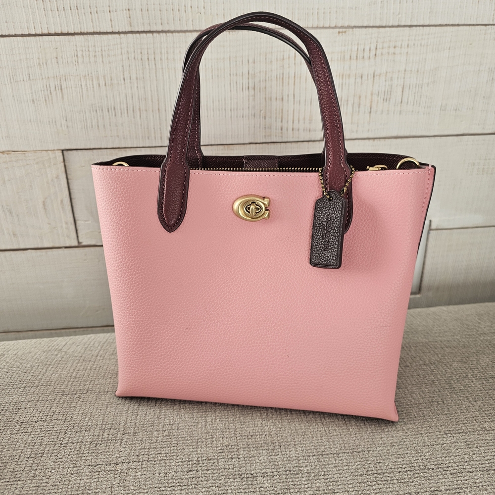Pink Leather Tote Bag
